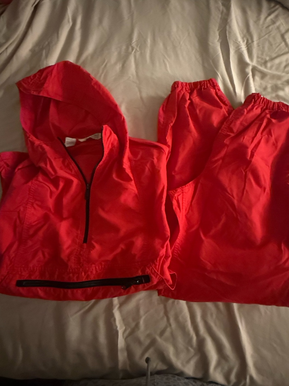 L.L. Bean Kids Red Hooded Swim Rashguard Set